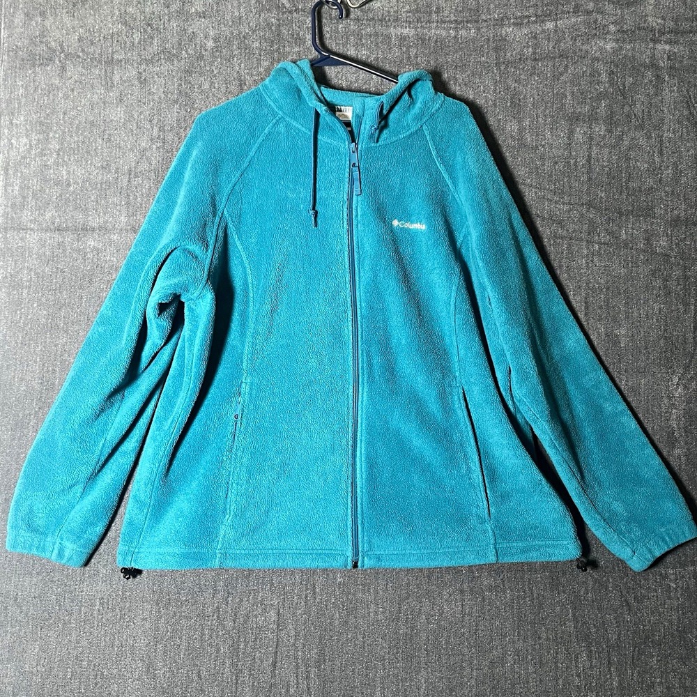 Columbia Womens Plus 2X Blue Full Zip Hooded Fleece Hoodie Jacket